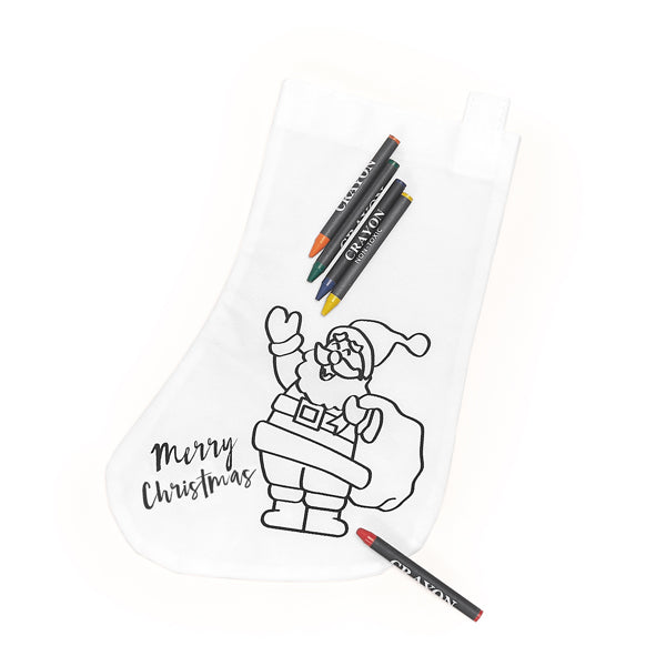 Calzino con divertente disegno natalizio da colorare