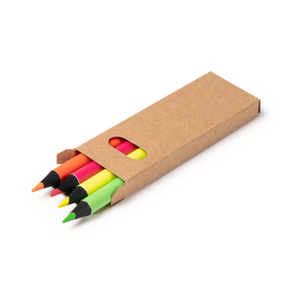 Set di 4 matite colorate fluo in legno