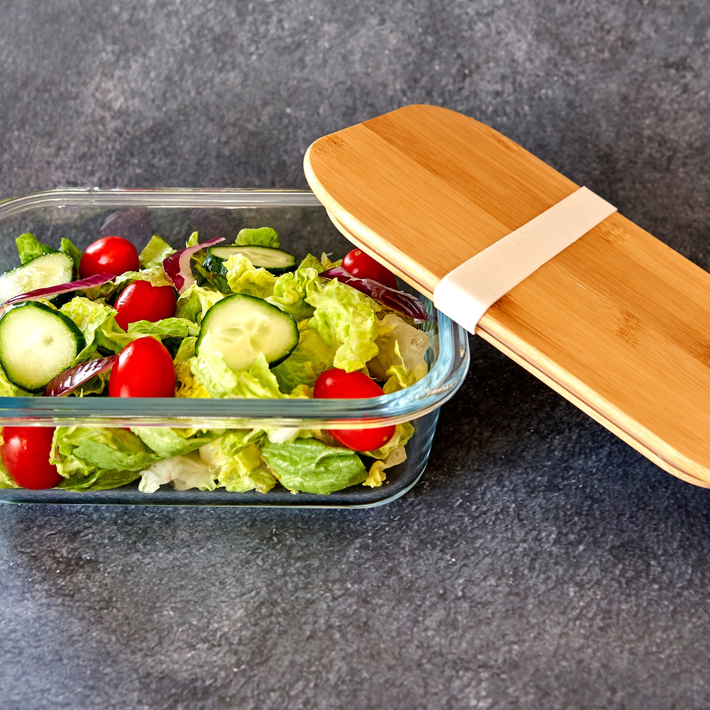 Contenitore per il pranzo in vetro borosilicato, con coperchio in bambù