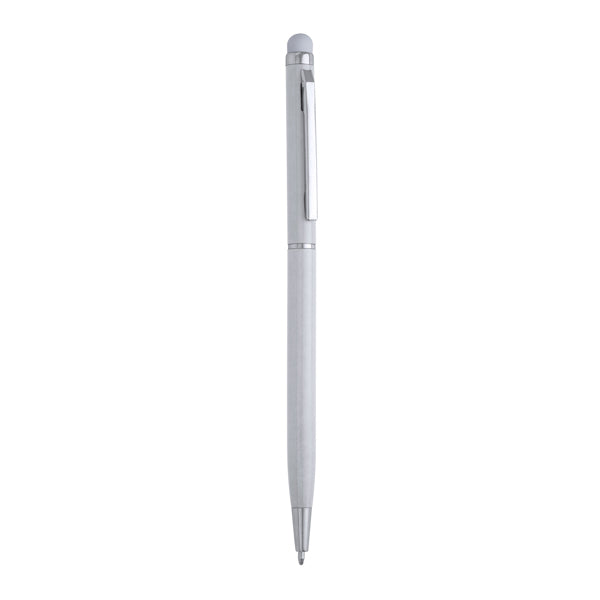 Penna a sfera con meccanismo a torsione in alluminio, con pennino touchscreen con lo stesso colore del corpo della penna. Inchiostro blu.
