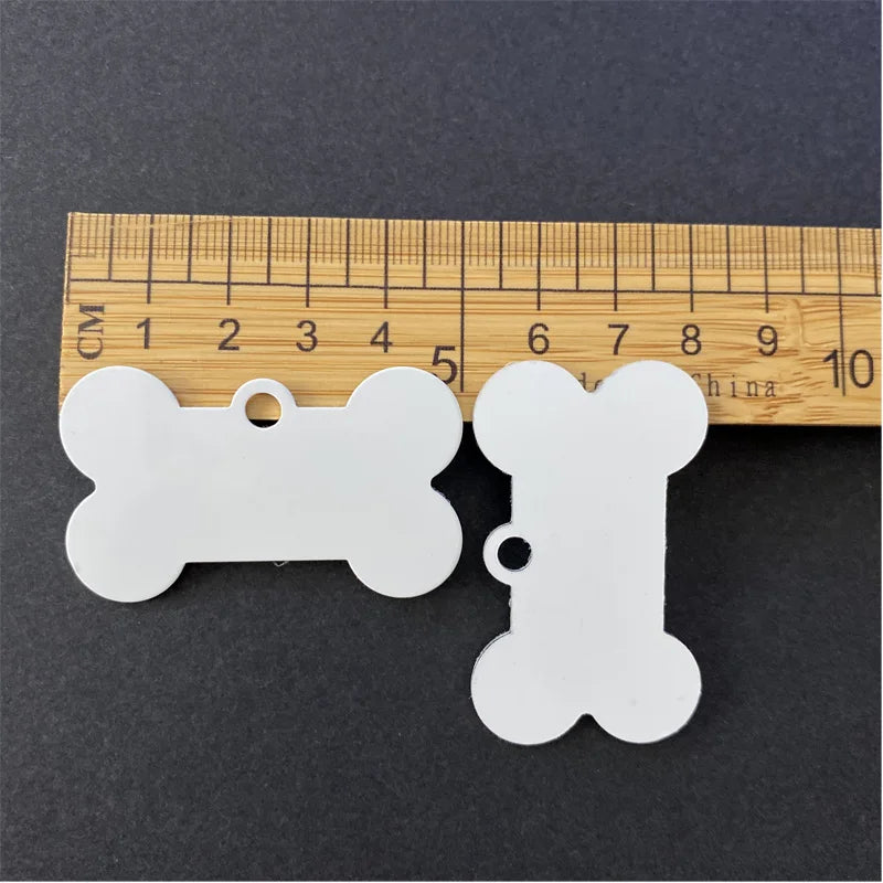 Targhette per cani e Gatti Alluminio   a forma di osso  sublimatica entrambi lati