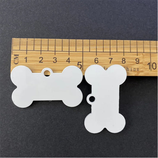 Targhette per cani e Gatti Alluminio   a forma di osso  sublimatica entrambi lati