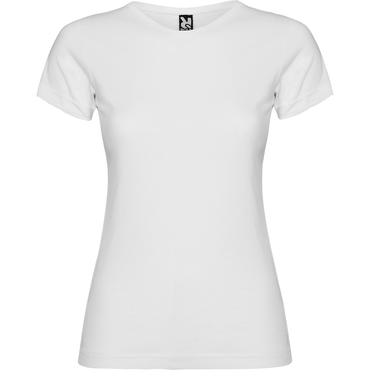 T-shirt girocollo taglio aderente. Doppio collo in costina 1x1