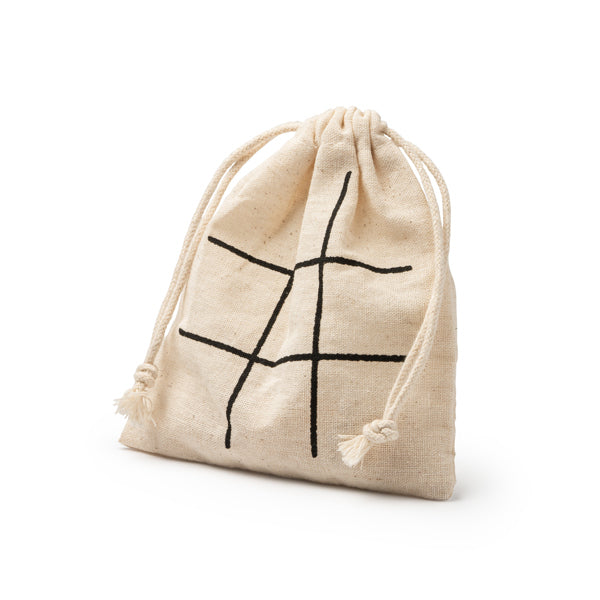 Gioco di tris sacchetto di cotone naturale.