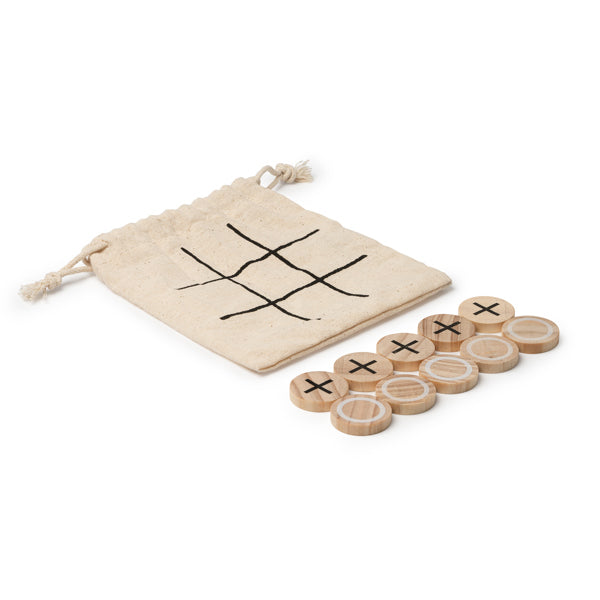 Gioco di tris sacchetto di cotone naturale.