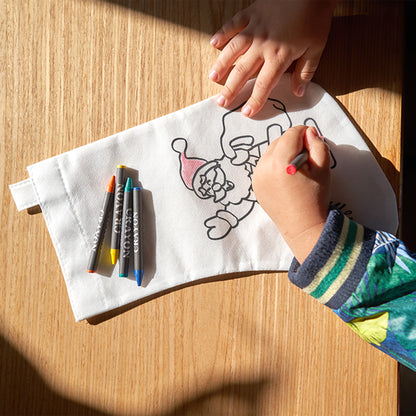 Calzino con divertente disegno natalizio da colorare