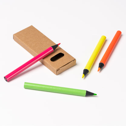 Set di 4 matite colorate fluo in legno