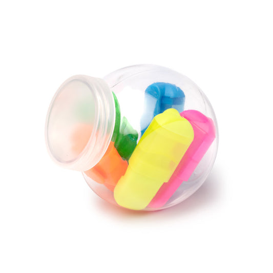 Set di pennarelli multicolore presentato in un contenitore tondo in PP trasparente