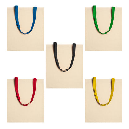 Shopper 100% cotone 105 g/m². Manici lunghi 70 cm colorati.