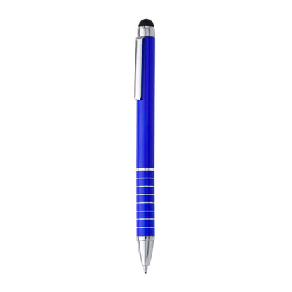 Penna a sfera con meccanismo a torsione in alluminio con pennino touchscreen in silicone. Inchiostro blu.