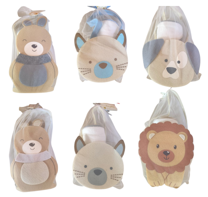 Asciugamano per neonato con cappuccio. sublimatico ,CON BORSETTA IN FELTRO