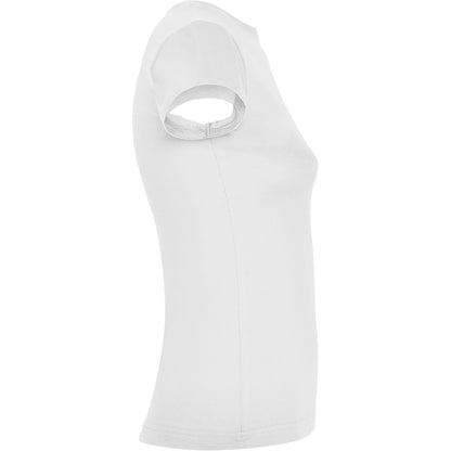 T-shirt girocollo taglio aderente. Doppio collo in costina 1x1