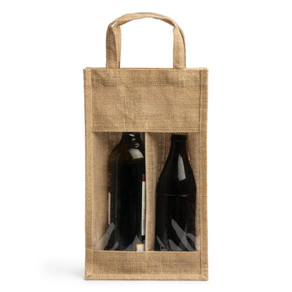 Borsa in juta plastificata con finestrella e doppio scomparto