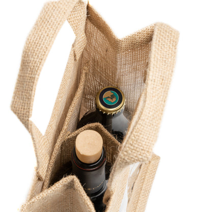 Borsa in juta plastificata con finestrella e doppio scomparto