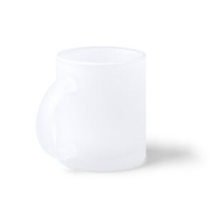 Tazza in vetro da 350 ml con finitura glassata. Specifica per la sublimazione. Confezione in scatola.