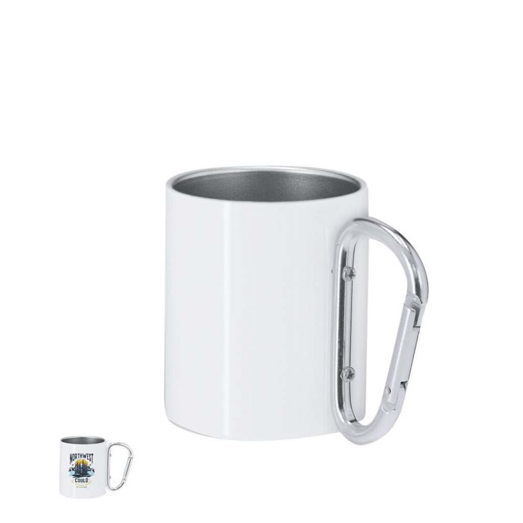 Tazza acciaio doppia parete  220 ml sublimatica con moschettorne